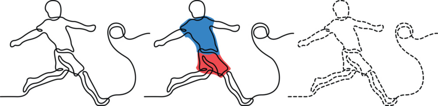 Illustrations of a runner showing muscle engagement and movement phases during a sprint Vector