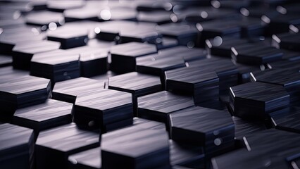 Obraz premium A close-up view of a large number of black hexagonal blocks
