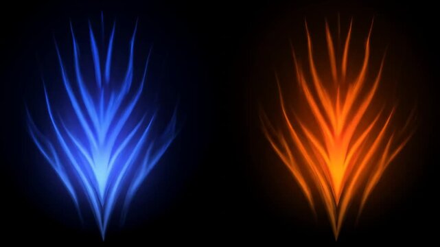 Abstract glowing forms dynamic light trails on a dark background