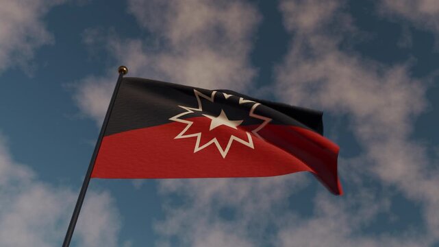 High Juneteenth flag waving in the sky as a background