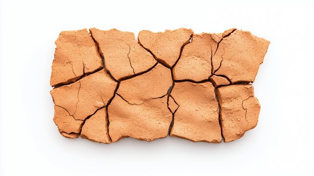 Fragmented Light Brown Flatbread on White Background Close-up View of Dry Brittle Cracker Texture Showing Irregular Pieces and Cra