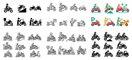 Obraz premium Motorbike icon collection - diverse styles