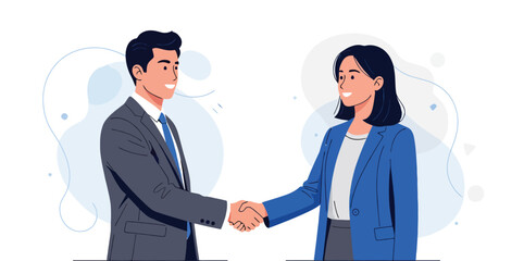 Fototapeta premium Business Partnership Handshake Flat Vector Illustration