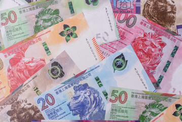 Fototapeta premium Hong Kong paper money, cash currency for exchange and financial transactions. Hong Kong money