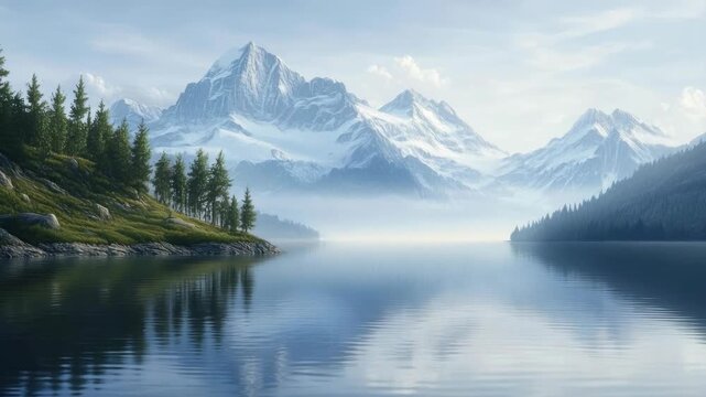 Mountainous Lake Scene