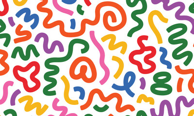 Colorful hand-drawn alphabet letters seamless pattern on white background for kids education © AKANDA