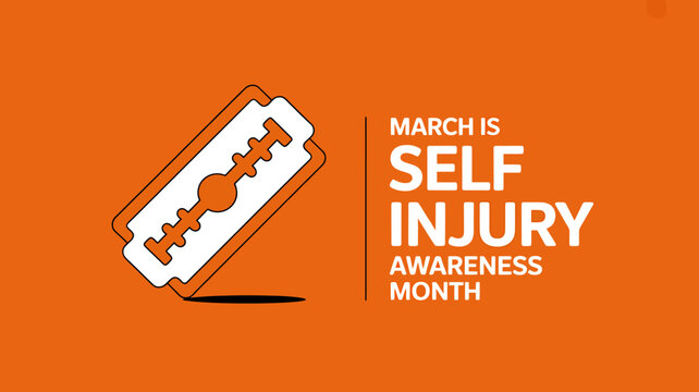 Illustration of a razor blade representing Self Injury Awareness Month in March