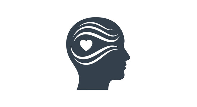 Heart in a human head silhouette.