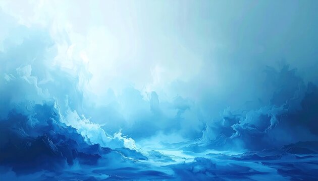 Abstract Blue Swirling Clouds and Watery Depths.