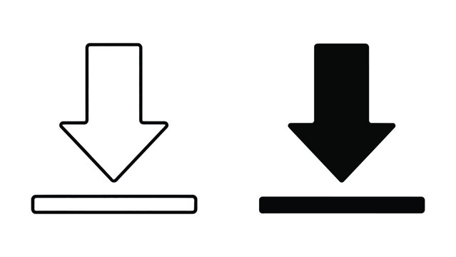 Black and download arrow icons with lines