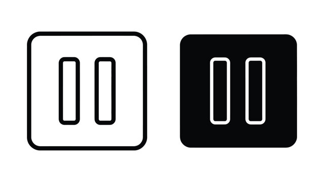 Pause button icons in black and for music and video players