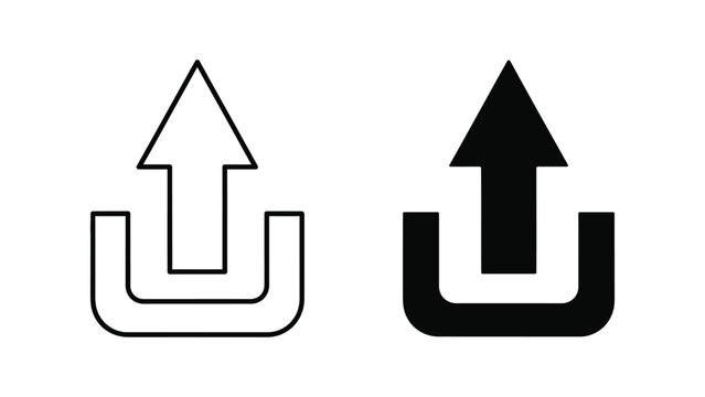 Black and icons of arrows pointing up from a curved line