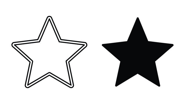 Black star shapes with outline and solid fill for rating or decoration