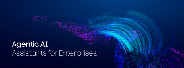 Naklejka premium Background ai wave with abstract data digital for tech intelligence network. Blue line sustainable with flow neon ripple for concept technology bg. Voice 3d space with cyber light medical.