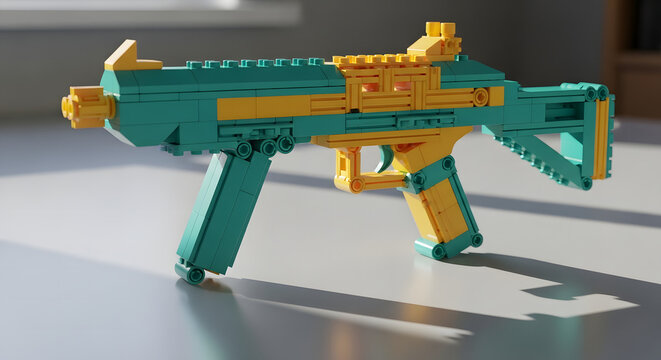 Colorful toy gun a detailed view of a plastic water blaster