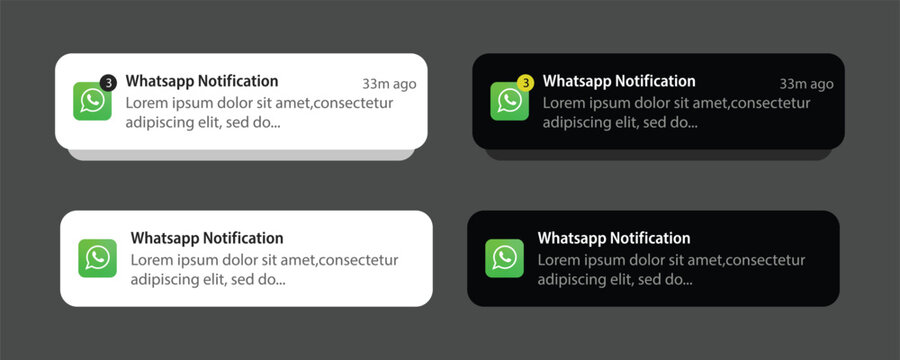 iOS Lock Screen WhatsApp Notification Template for Smartphone App UI Design