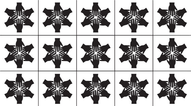 Black and white star shapes arranged.
