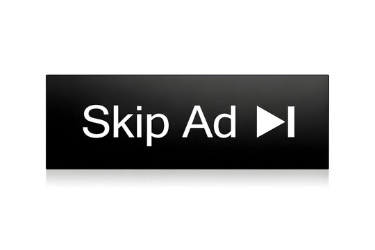 Skip Ad button with play icon on black background
