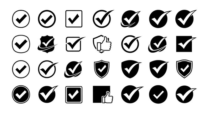 A collection of checkmark icons in various colors and designs