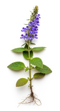 Scutellaria Baicalensis Plant Flower Root Isolated White Background