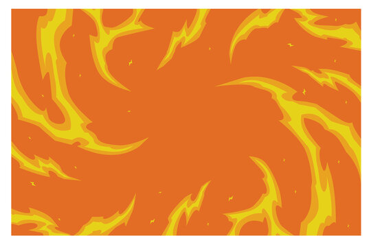 Orange comic cartoon or manga background with abstract thunder