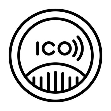 Vector graphic of an ico logo with a circular design and sound waves