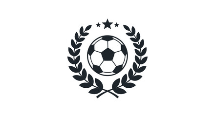 Soccer ball with laurel wreath logo. © Melatunz
