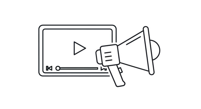 Megaphone in front of video player.
