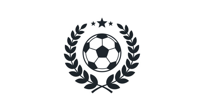Soccer ball with laurel wreath logo.