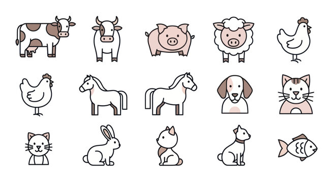 Variety of Farm and Domestic Animals.