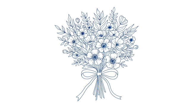 Bouquet of white flowers tied.