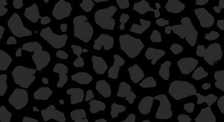 Seamless abstract dark grey leopard print pattern on a black background, a trendy and wild texture. © IMRONI