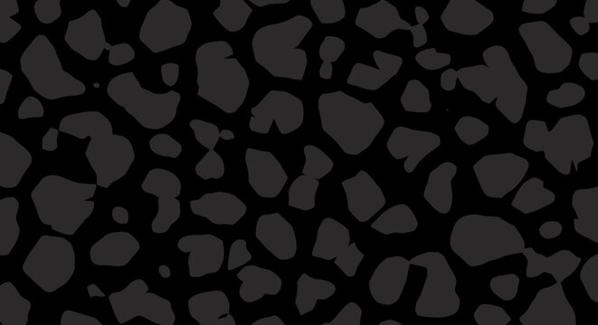 Seamless abstract dark grey leopard print pattern on a black background, a trendy and wild texture.