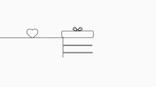 Gift square box continuous line animation elegant minimalist outline design loop 4k video