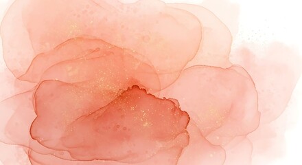 Fototapeta premium Soft peach watercolor flower petals on white background