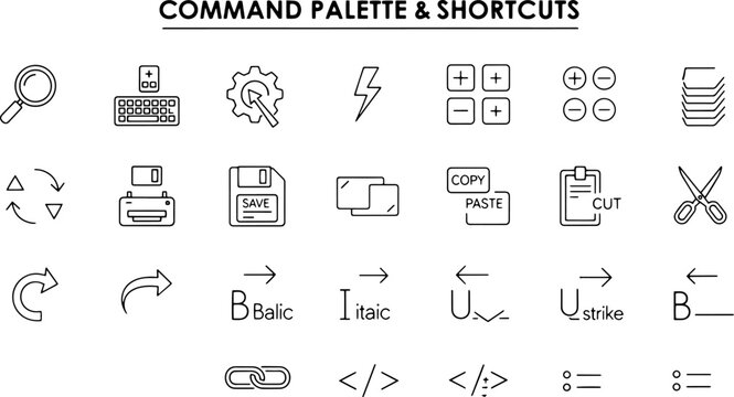 Collection of computer programming icons.