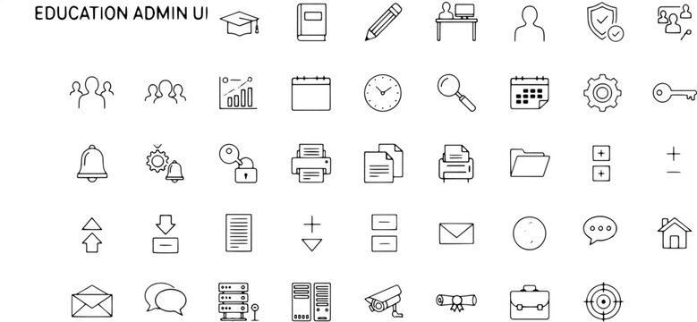 Education administration icons set.