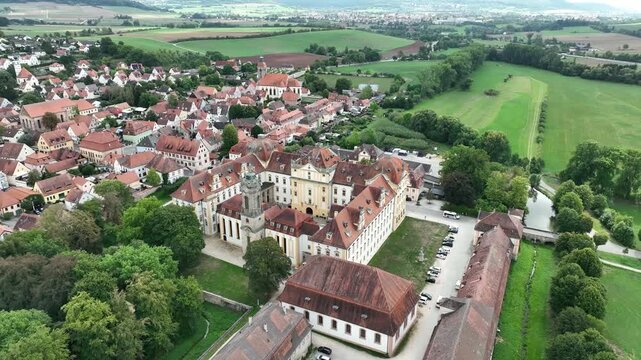 Aerial view, Residenz Ellingen, with the Ellingen estate and castle brewery, High Baroque, Ellingen, Franconian Lake District, Middle Franconia, Franconia, Bavaria, Germany 