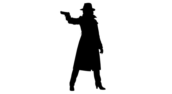 A shadowy figure with a gun dramatic noir style silhouette