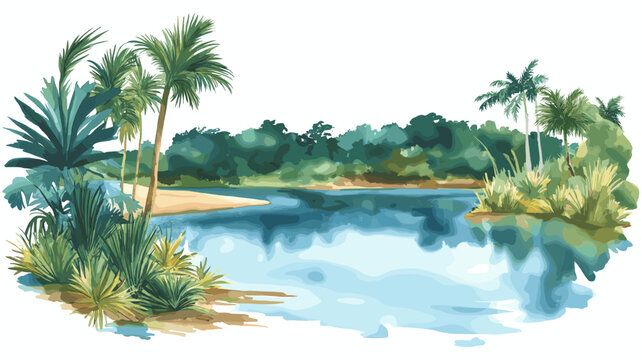 Congo River. Congo River hand drawn watercolor illustration on white background