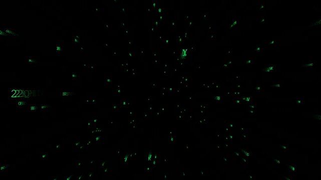 Matrix Code Rain: Green Alphanumeric Data Stream on Black
