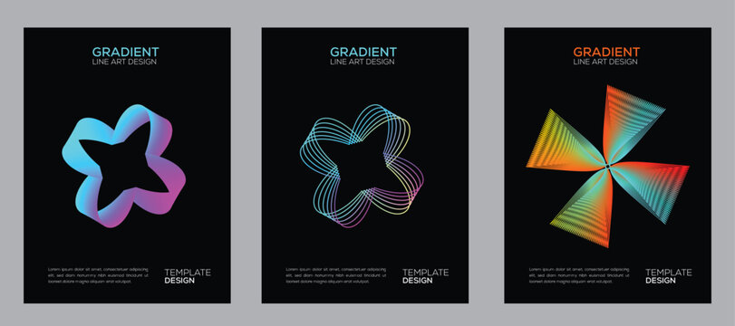 Vibrant Gradient Line Art Design Posters. Abstract Modern Geometric Shapes for Digital Marketing, Technology, and Creative