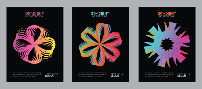 Vibrant Gradient Line Art Posters. Modern Abstract Geometric Design Templates for Creative Backgrounds, Web UI UX.