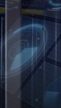 Server startup causing blue hologram dial brightening and rotating over grid, column overlapping