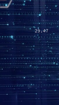 Vertical video: On play hex icons shifting, numbers fading, tech dashboard moving focus to droplet
