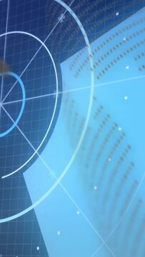 Vertical video: Blue plane entering right creating parallax, radar HUD holding left, dots shifting