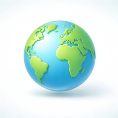 Fototapeta premium Modern 3D globe icon with smooth stylized continents representing global sustainability, environment awareness, climate responsibility, and eco-conscious design.