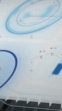 Vertical video: Bottom bars rising, HUD elements shifting and tracing sine to form 3D display