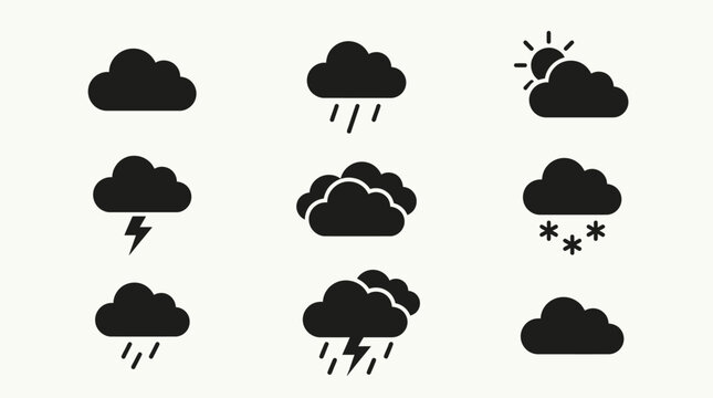 Weather icons illustrate various cloud types and conditions for forecasts.