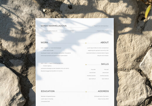 Minimalistic Resume Design Layout